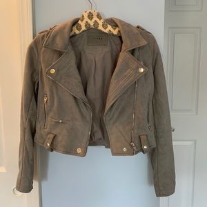 Blank NYC Suede Moto Jacket Light Grey